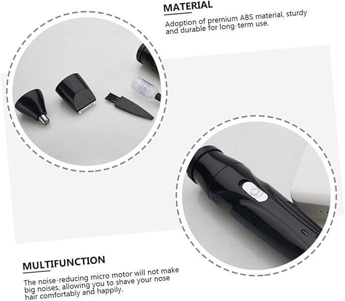 Ipetboom 2sets Electric Nose Hair Trimmer Multi-Function for Nose Ear and Eyebrow Hair Design Protective Cover Rechargeable Easy to Clean