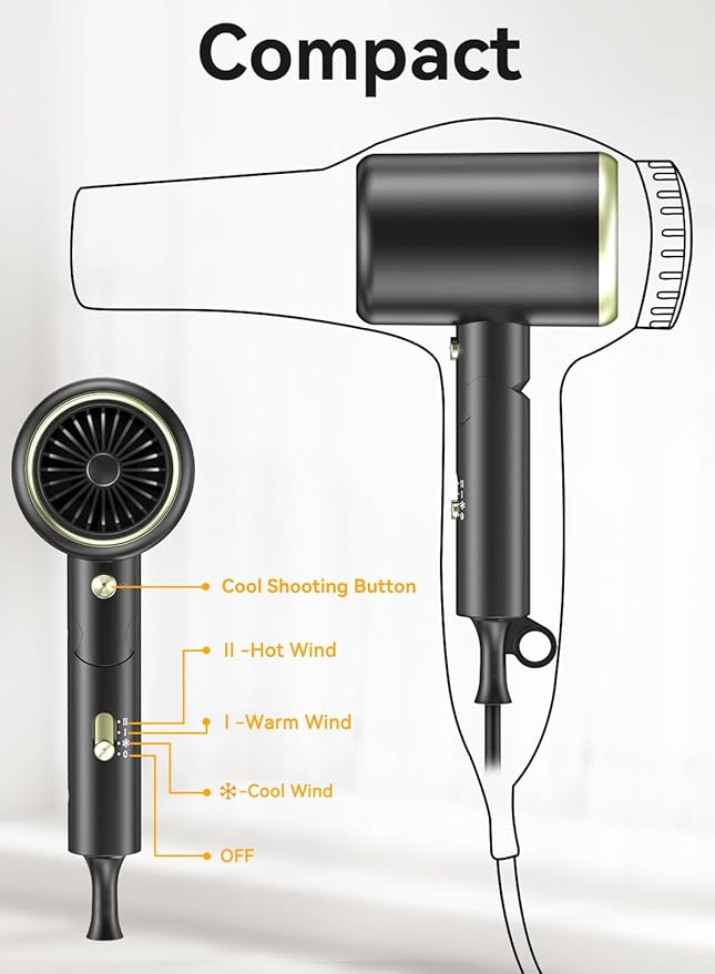 Hair Dryer150000RPM Upgraded Professional Ionic Blow Dryer with Diffuser for Women Men
