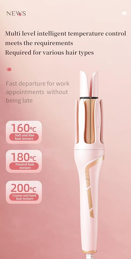 2-in-1 Curling Iron 32MM Fully Automatic Curling Iron with Large Waves and Curls 3-Speed Temperature Control and One Click Automatic Curling. (Black)
