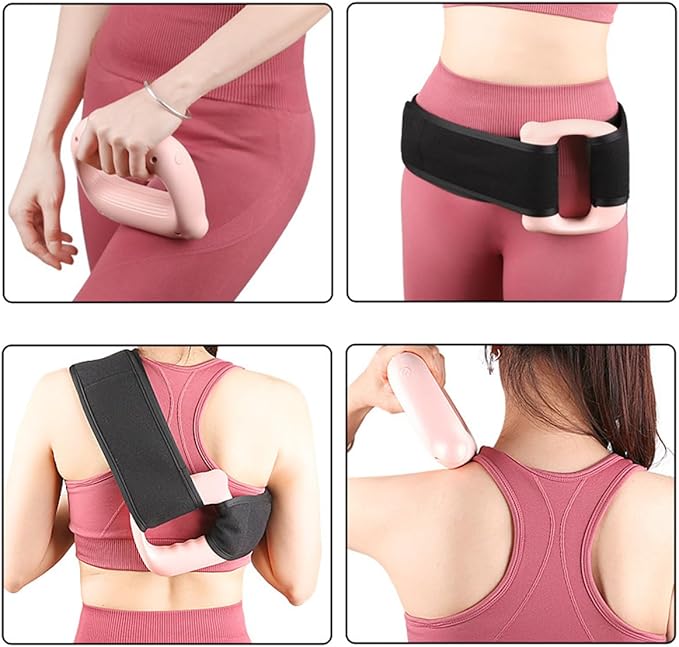 Deep Tissue Massage Gun Adjustable Vibration Percussion Massage Ring Tool Handheld Electric Muscle Massager with Belt Portable Fascia Massager for Body Pain Relief Relaxation USB Charging (Black)