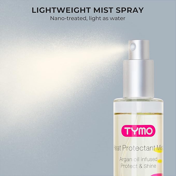 TYMO Heat Protectant Spray for Hair + Ring Hair Straightener Brush