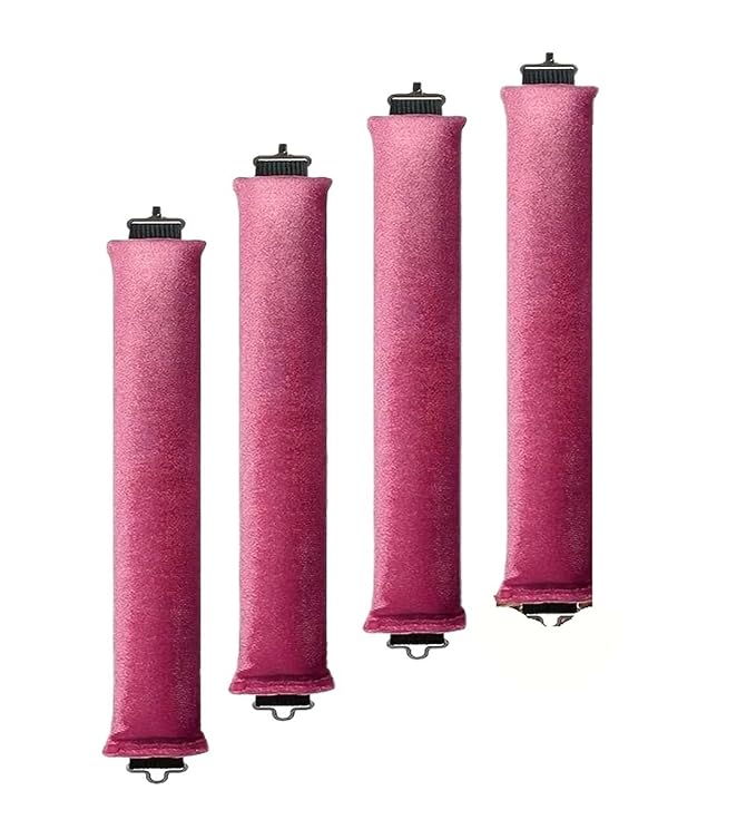 4 Hooks Rubber Curling Tool No Heat Iron Big Wave Sleep Plus Silk Scarf(4pcs Wine red)