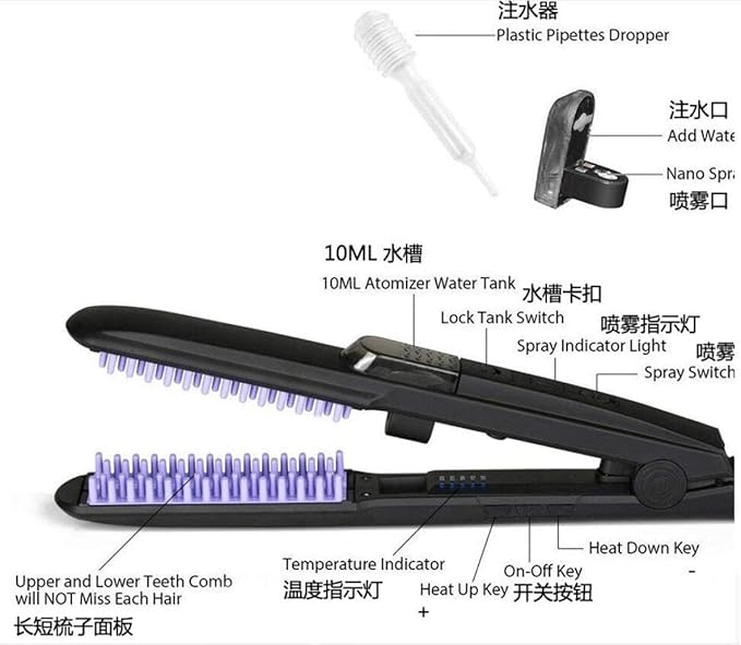 Hair Straightener Flat Iron with Ceramic Plates Temperature Controls 6 ft Cord