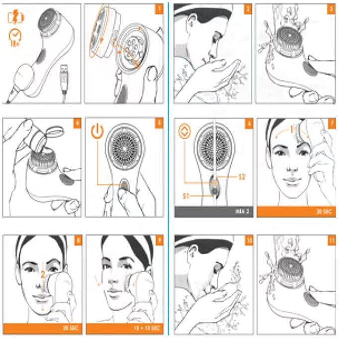 Mia 2 Facial Cleansing System 2 Speed Settings Sensitive Brush Head (Lavender)