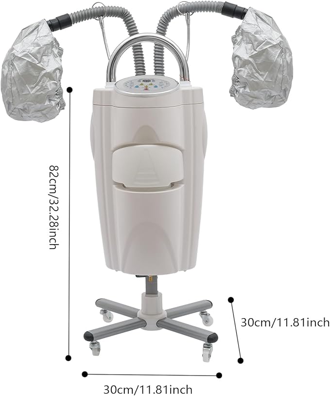 Hair Steamer Ozone Micro Mist 700W Temp &amp Timer Adjustable Treatment Perming Machine with 4 Wheels Ideal for Home Salon Use White
