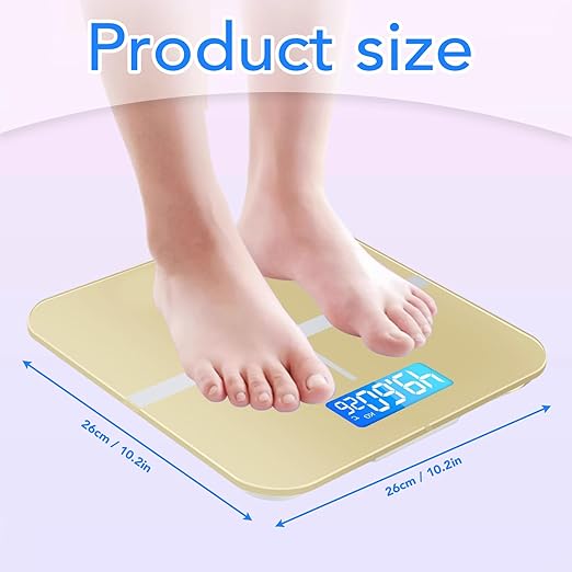 Weight Scales Bathroom Smart Scale for Body Weight Accurate Measurement Tempered Glass Digital Bathroom Scale Weight Scale for Home(Luxury Gold Color)