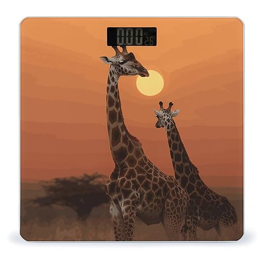 Giraffe at Sunset Bathroom Scale Ultra-Bright Liquid Crystal Screen Weight Scale Accurate Bathroom Body Scales for Body Weight Bathroom Pet Home Bedroom Gift-Giving