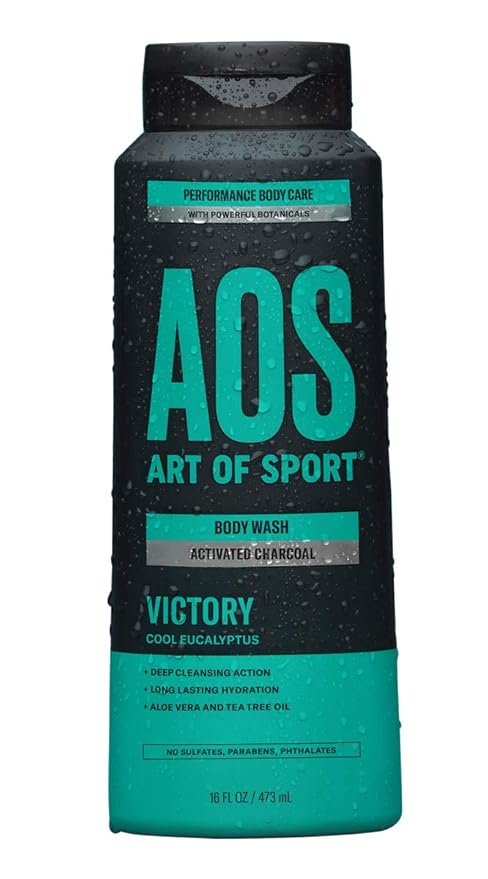 Art of Sport Men’s Body Wash Charcoal Activated Shower Soap Eucalyptus Fragrance Made with Natural Botanicals Moisturizing Tea Tree Soap Made for Athletes Victory Scent 16 fl oz (Pack of 1)