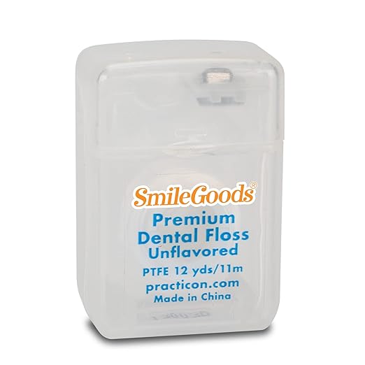 SmileGoods Unflavored Premium Dental Floss 12 Yard PTFE Floss Smooth Gliding Mini Sample Size for Giveaways Travel Kids Adults Patients Bulk Pack of 72