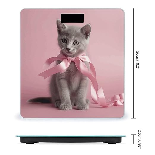 Cat Wearing Bow Tie Bathroom Scale for Body Weight Bathroom Weighing Scale with Backlit LCD Display Highly Accurate Measures Weight Up to 180kg
