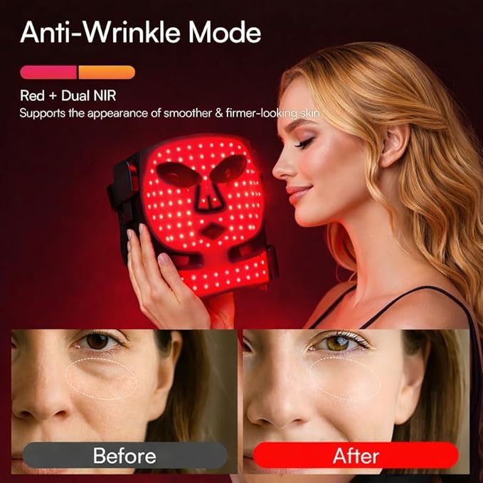 Red Light Therapy Face and Neck Mask - FDA 510 (k) Cleared (K253054) LED Facial Mask for Beauty and Skin Glow | 3 Light Modes Soft Silicone Rechargeable