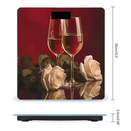 Wine and Roses Bathroom Scale for Body Weight Bathroom Weighing Scale with Backlit LCD Display Highly Accurate Measures Weight Up to 180kg
