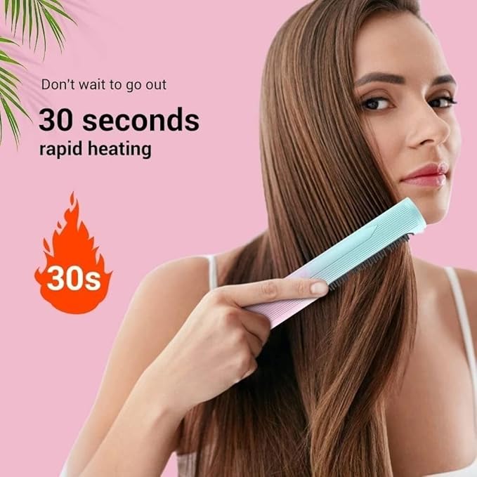WJREGG 2 in 1 Hair Straightener Brush Professional Hot Comb Straightener for Wigs Hair Curler Straightener Comb Styling Tools