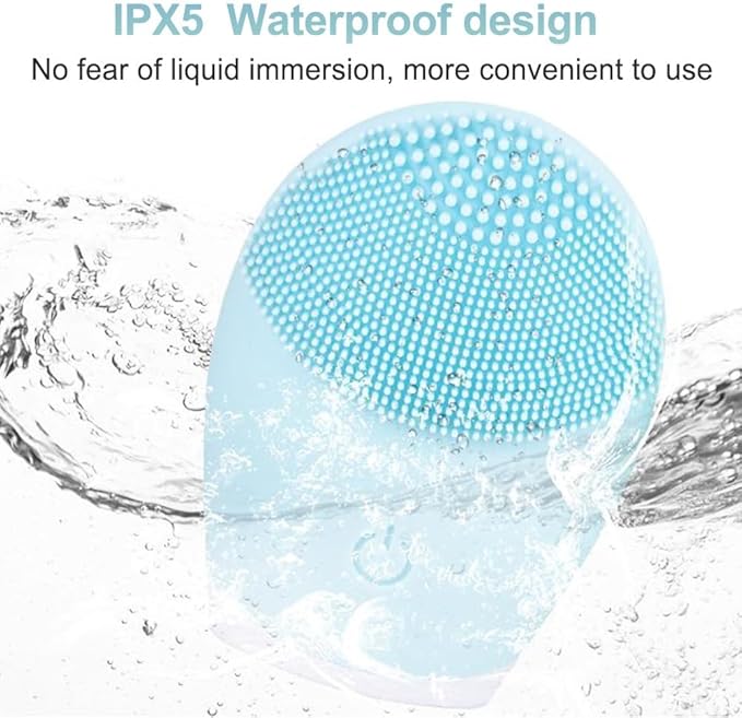 Electric Facial Cleansing Brush Silicone Ultrasonic Vibration Face Cleanser Deep Pores Blackhead Cleaning Washing Skin Massager (Color : Pink)