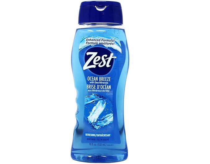 Zest Ocean Breeze with Sea Minerals Refreshing Body Wash 18 fl oz Aqua with Vitamin E Hydrating Body Wash 18 fl oz (1 of each)