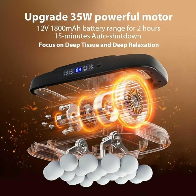 20 Head Massage GunMore Powerful than 16 Head MassagerDeep Tissue Massager Gun with 3 Modes &amp 30 Levels Muscle Massager for Pain ReliefBack MassagerHandheld Massager for BackNeckShoulder