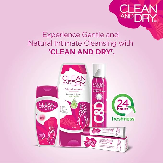 Clean &amp Dry | Intimate Cleansing Foam wash | Cleanses &amp Nourishes | Naturally | No itching | No Burning | No White Discharge | Lightens &amp Protects| No 1 Expert Intimate Care Range | 85g
