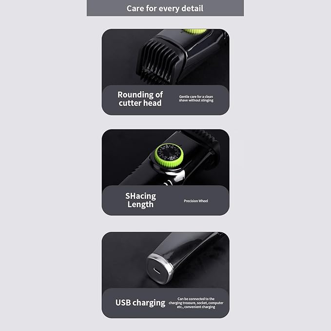 Vacuum Beard Trimmer for Men | IPX6 Waterproof Clipper Precision Beard Shaver Rechargeable Grooming Tool | 2 Adjustable Combs Portable Lightweight Design Quiet | Mustache Sideburns Facia