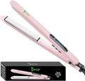 USTAR 2 in 1 Hair Straightener and Curler 1 Inch Flat Iron Hair Straightener with Titanium Ceramic Ionic Plates &amp Dual Voltage for Less Frizz Shinier Hair with Heat-Resistant Silicone