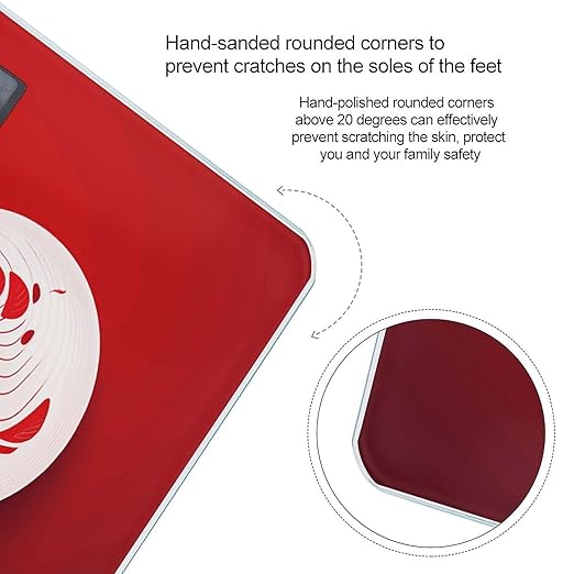 Heart Shaped Pattern Scale for Body Weight Anti-Slip Sturdy Tempered Glass Weighing Machine Highly Digital Accurate Bright LCD Bathroom Scale for Household Gift