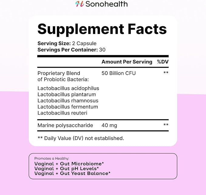 SonoHealth BioBloom Vaginal Probiotics for Women | pH Balance with Prebiotics &amp Lactobacillus Probiotic Blend Women's Vaginal Health Supplement | Promote Healthy Vaginal Odor &amp Flora (30 Servi