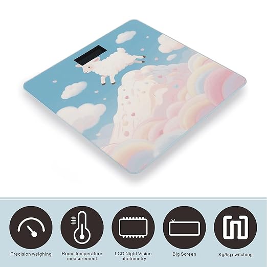 Cloud_Sheep Scale for Body Weight Sturdy Tempered Glass Weighing Scales with LCD Display Accurate Digital Bathroom Scale Convenient Body Fat Smart Scales Easy Read