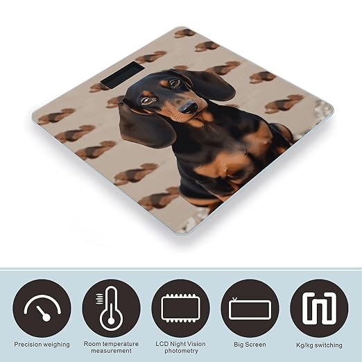 Dachshund Dog Weight Scale Large Bathroom Scales Digital Weight with Bright LED Display Non Slip Automatic Weighing Scale Fashion Weighing Machine for Body