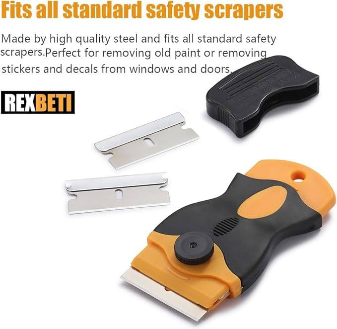 REXBETI 800PCS Single Edge Razor Blades Industrial Scraper Razor Blades Replacement Box Cutter Blades Suitable for Removing Labels Decals Stickers