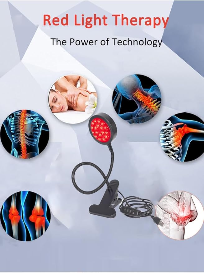 Red Light Therapy for Face and Body 18 LEDs 660nm Red and 850nm Near Infrared LED Red Light Therapy Light with Angle Adjustable and Clip Suitable for Body at Home Skin Care Pain Relief