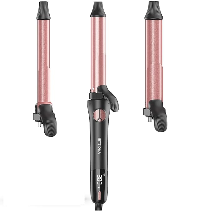 3in1 Automatic Rotating Curling Iron with Interchangeable Curling Wand 3/4 1 1/4 1 Inch