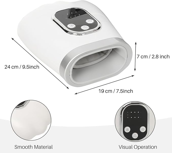 Hand Massager with Heat and Compression 3 Massage 4 Temperatures 5 Compression Models Finger Wrist and Palm Massager Ideal Gifts for Women/Men (White)