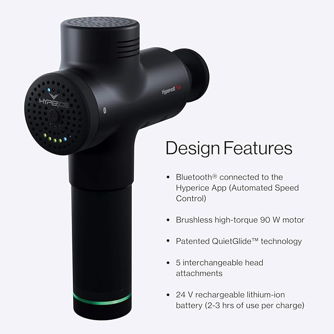 Hypervolt Plus Featuring Quiet Glide Technology - Handheld Percussion Massage Gun | 3 Speeds 5 Interchangeable Heads | Helps Relieve Sore Muscles and Stiffness (Hypervolt Plus w/Bluetooth)