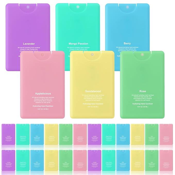 Dansib 24 Pack Hand Sanitizer Spray Bulk Travel Size Hand Sanitizer Mini Pocket Spray Gifts for Coworker Staff Teacher Holiday Favor(Multicolor24 Pcs)