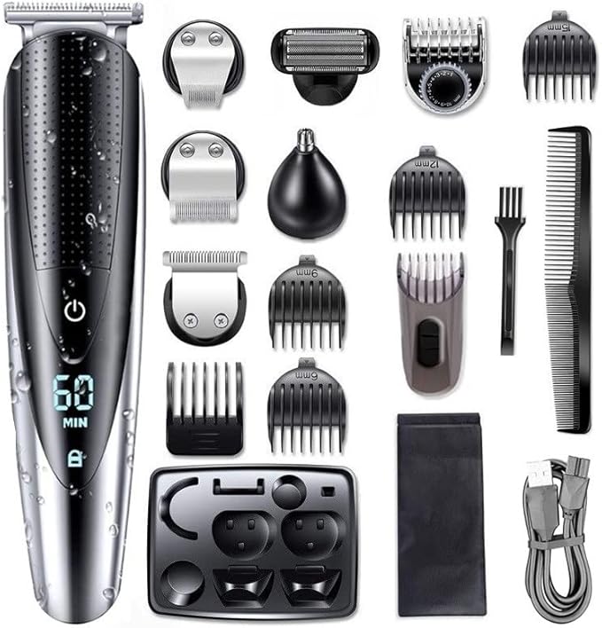 Hair ClippersBeard Trimmer for Men All in One Hair Trimmer for Men Beard Grooming Kit Electric Shaver Body Groomer Hair Clipper Facial Nose Ear Trimmer Washable