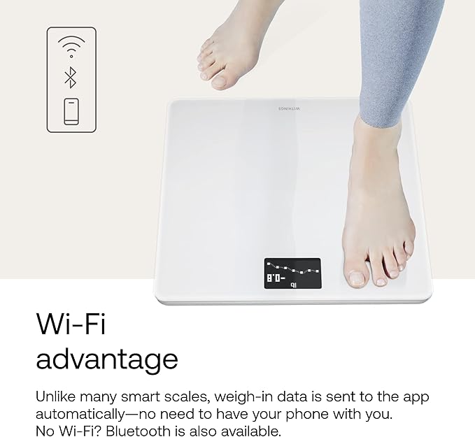 Withings Body - Digital Wi-Fi Smart Scale with Automatic Smartphone App Sync BMI Multi-User Friendly with Pregnancy Tracker &amp Baby Mode