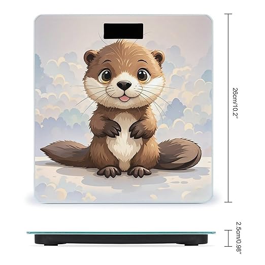Cute Brown Otters Scale for Body Weight Digital Bathroom Scale Toughened Glass High Precision Scales for Body Weight with Large LCD Backlight Display Weight Scales