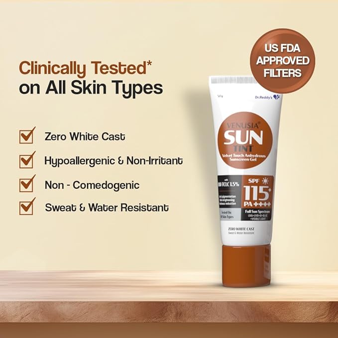 Ven.usia Tinted sunscreen SPF115I Full spectrum protection I UVA UVB Blue light protect I with Anti-oxidant I Sweat &amp water resistant I No white cast I clinically tested for all skin types I 50