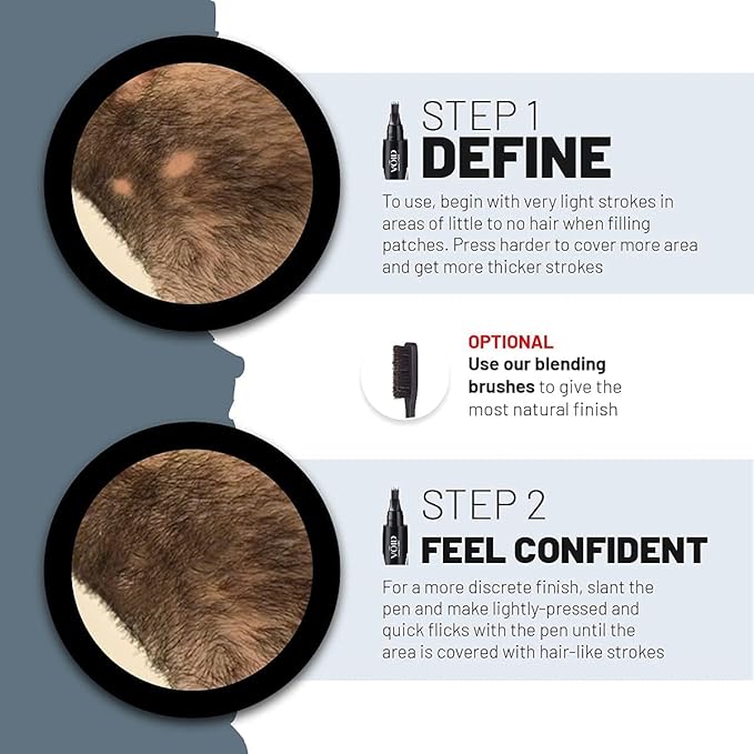 VOID Homme 4 Beard Filler Pens for Men with Instant 4 Beard Pencils (Dark Brown) Easy Beard Pen Liner Beard Filler Pen for Beard Filling Pen Kit &amp Waterproof Beard Marker