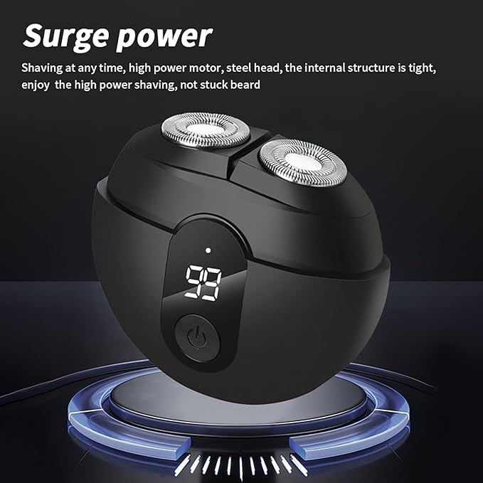 WAIKIL Rotary Electric Shaver Mini Portable for MenFacial Trimmer LED Cordless Rechargeable Men's Grooming IPX7 Waterproof Wet and Dry Choice for Travel