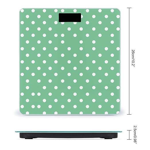 Green Polka Dots Weight Scale Digital Electronic Scales Bathroom Scale Larg LCD Backlight Display High Precisio MeasurementsTempered Glass