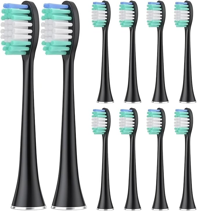 10 Pieces Replacement Brush Heads Compatible with Aquasonic Series Electric Toothbrush Soft Bristle Deep Clean Teeth(8pcs White)