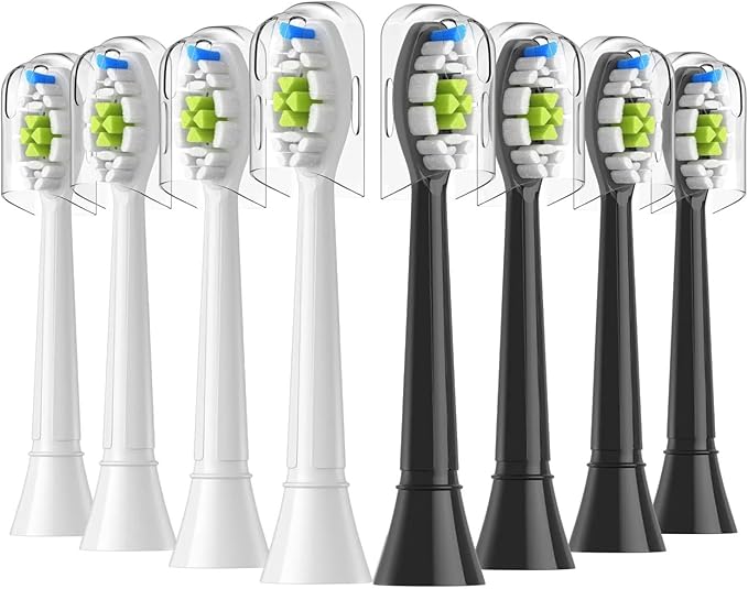 4/8/12/16pcs Replacement Toothbrush Heads Compatible with Philips Electric Brush Head 4100 6500 6100 7500 5300 1100(4White 4Black)