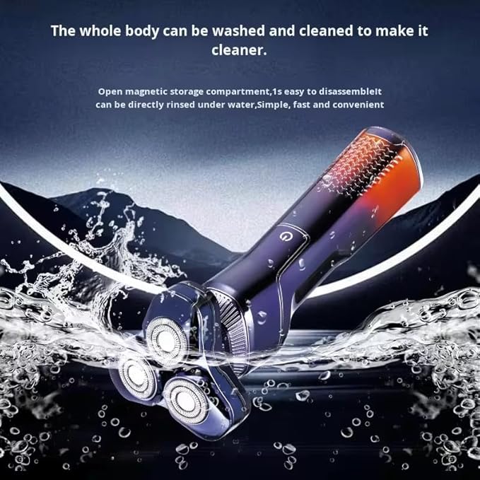Electric Rotary Shaver for Men 3D Floating Heads Rechargeable Cordless Beard Shaver Waterproof Wet &amp Dry Razor LED Display USB Charging