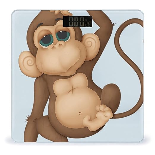 Cute Monkey Scale for Body Weight Anti-Slip Sturdy Tempered Glass Weighing Machine Highly Digital Accurate Bright LCD Bathroom Scale for Household Gift