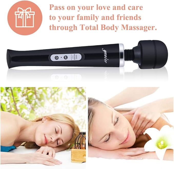 YEVIOR Cordless Personal Electric Massager Wand with 10 Powerful Pulse Settings Rechargeable Handheld Back Vibrating Massager for Deep Muscles Pain Relief (Black)