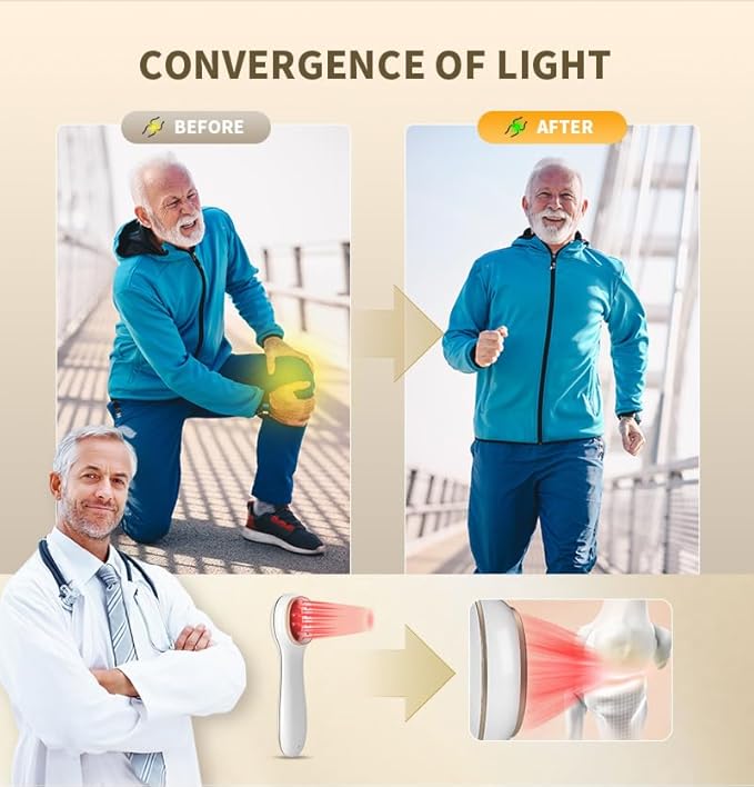 Red Light Therapy Device Rechargeable LED Display Pain Relief Device with 4 Modes Ergonomic Design Type-C Charging