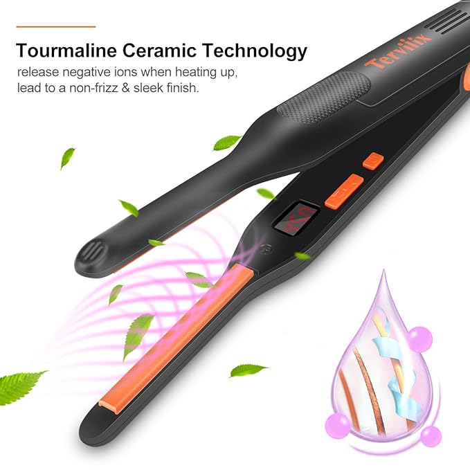Terviiix Pencil Flat Iron(Orange) &amp PRO Thermal Brush Set