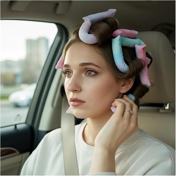 Heatless Hair Curler - Bendable Rubber Curling Iron for Effortless Curls | No Heat Silk-like Tie-dye Curling Tool(6pcs)