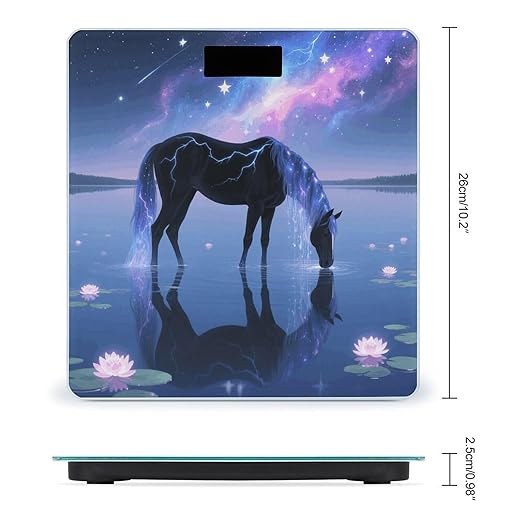 Galaxy Horse Weight Scale Cute Bathroom Scale for Body Highly Accurate Digital Weighing Machine for People Compact LCD Display Scales with Sturdy Toughened Glass Scales