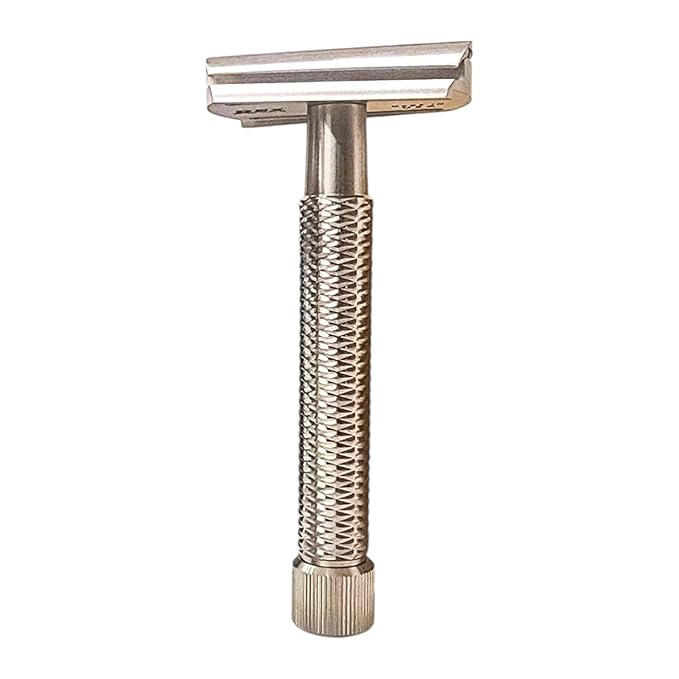 Rex Supply Co. Sentry Slant XL Double Edge Razor – Marine Grade Stainless Steel Slanted Head for Coarse Beard &amp Sensitive Skin | Diamond Grip Handle | 3-Piece DE Safety Razor | Made in USA